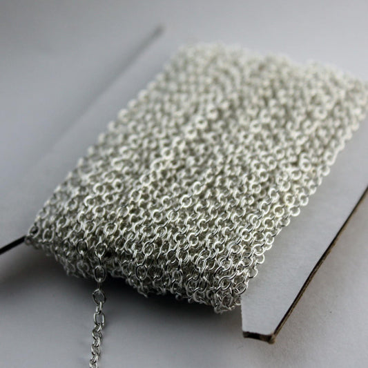 NEW New 32 ft of Silver Plated Round SOLDERED Cable Chain - 2.6x2.1mm SOLDERED Link - 2621S