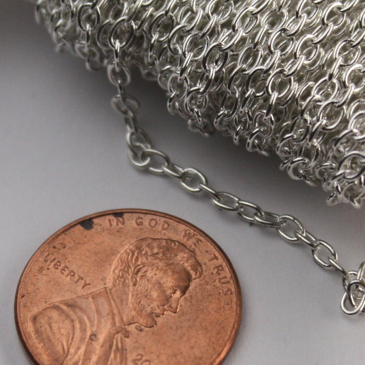 100 ft of Silver Plated Round SOLDERED Cable Chain - 2.6x2.1mm SOLDERED Link - 2621S