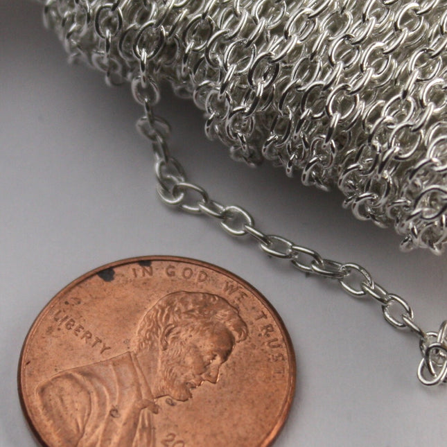 100 ft of Silver Plated Round SOLDERED Cable Chain - 2.6x2.1mm SOLDERED Link - 2621S