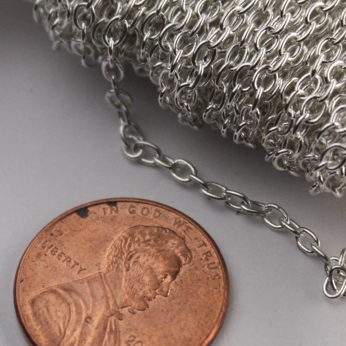 NEW New 32 ft of Silver Plated Round SOLDERED Cable Chain - 2.6x2.1mm SOLDERED Link - 2621S