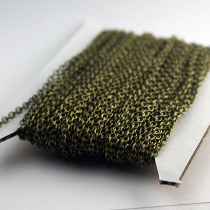 100 ft of Antique Brass Plated Round SOLDERED Cable Chain - 2.6x2.1mm SOLDERED Link - 2621S