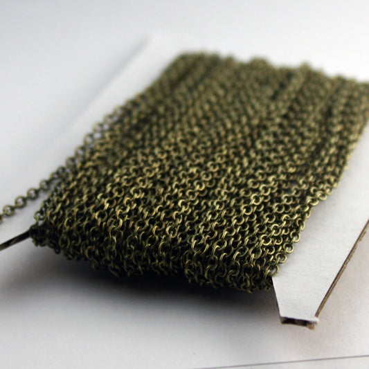 100 ft of Antique Brass Plated Round SOLDERED Cable Chain - 2.6x2.1mm SOLDERED Link - 2621S