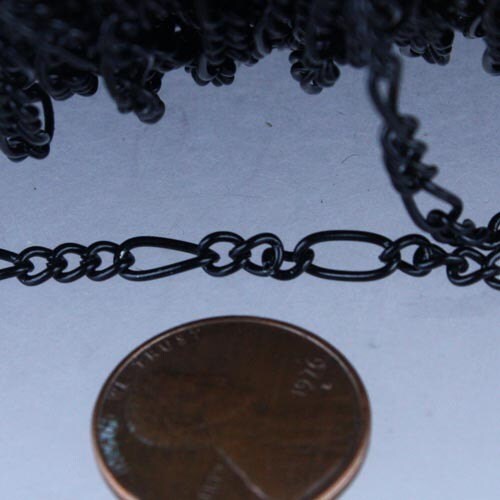 Black Figaro Chain Bulk, 12ft Long and Short Mother and Son Chain FIGARO chain 7x3mm - Necklace Bracelet Wholesale Chain - 7x3FIG