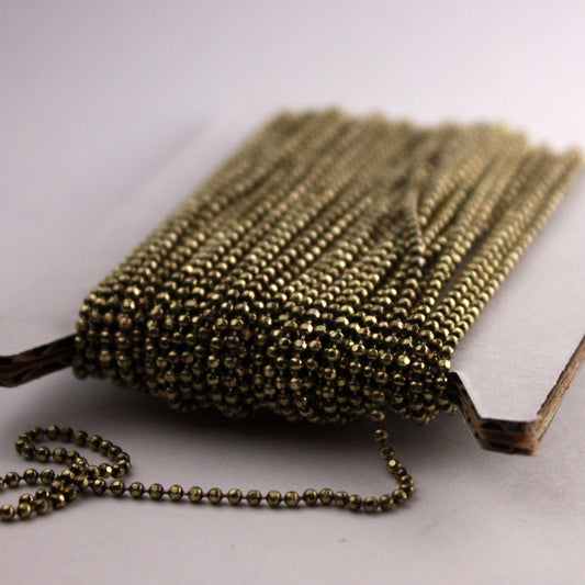 Raw Brass facet BALL Chain - 32 ft. spool of Bulk Ball chain  Wholesale - 1.5mm w/ FREE 50 connectors (Crimp) - 15DC