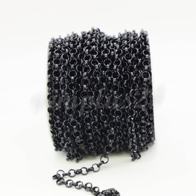 1/3/10/30 Feet 7mm BLACK/Antique Brass/Copper/Rhodium/Gunmetal ROLO Large Chunky Big Fashion Chain 7.0mm - Unsoldered Link -Bracelet  70ROLO
