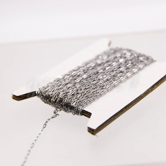 Stainless Steel RECTANGLE Fashion Flat chain, 3/10/30/50/100 feet of Surgical Stainless Steel SOLDERED Sturdy - 1.5x3.5mm Link - STREC1535