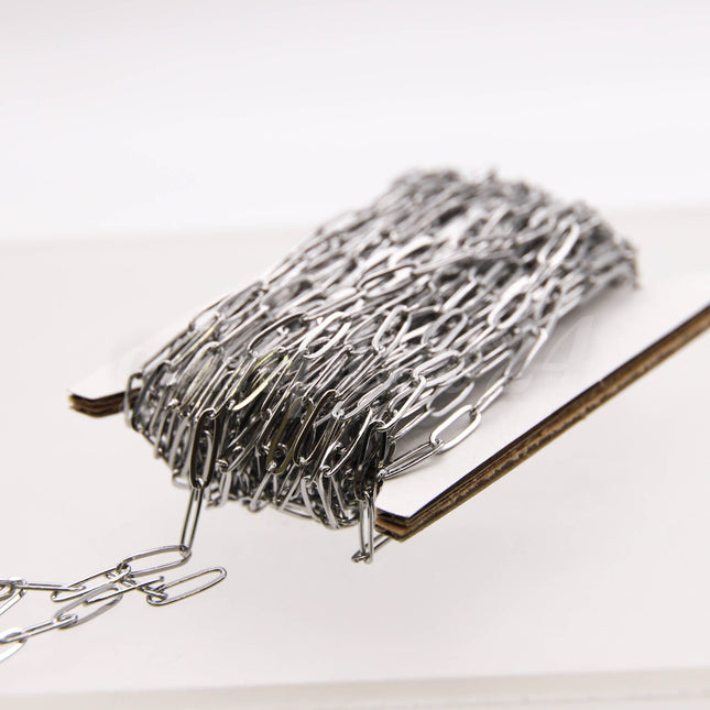 Stainless Steel RECTANGLE Fashion Flat Chunky chain, 3/10/30/50/100 feet of Surgical SOLDERED Sturdy - 3.5x11.5mm Link - STREC35115