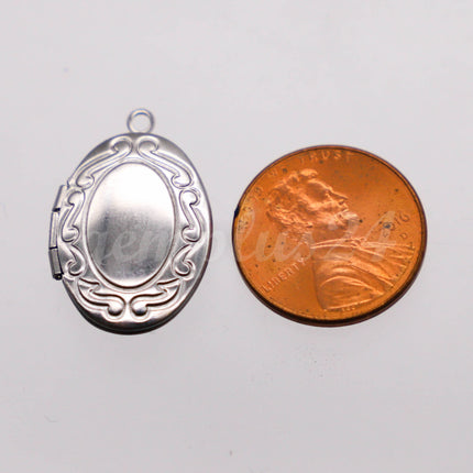 1/5/10/25 pcs STAINLESS STEEL Pattern Oval Locket Pendant Charm - 16x24mm 5mm thickness - Pendant Charm - STLB43