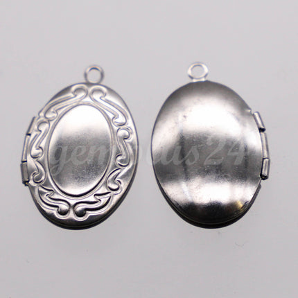 1/5/10/25 pcs STAINLESS STEEL Pattern Oval Locket Pendant Charm - 16x24mm 5mm thickness - Pendant Charm - STLB43