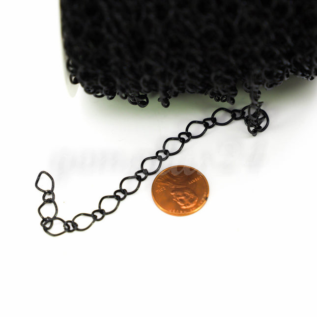 3/12/32ft Spool of Black Finished  Fashion Big Figaro Long and Short Chain - 6.5x8.4mm 4.2x4.9mm 20Gauge Wire Unsoldered Links - FIG6584