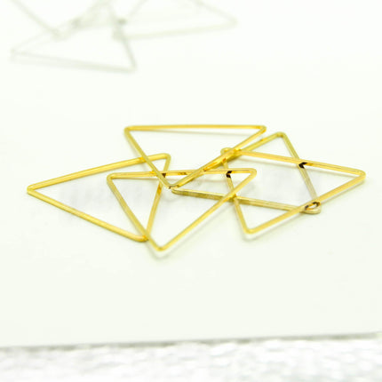 38mm Triangle - Gold/Silver/Champagne/Rhodium - 5/15/25/50/100 Pcs - Triangle Link Brass Connector Closed Loop Jump Rings - 38mm x 0.8mm