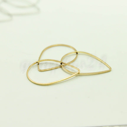 22x31mm Teardrop - Gold/Silver/Champagne/Rhodium - 5/10/25/50/100 Pcs - Teardrop Link Brass Connector Closed Loop Rings - 22x31mm x 0.8mm