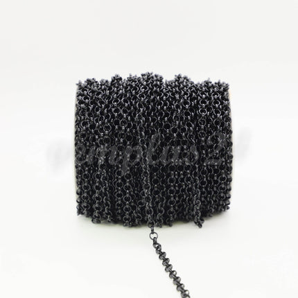 1/3/10/30/50/100 feet 6mm Bulk Rolo Large Chunky BIG Cable Fashion Chain 6.0mm - Unsoldered Links - Bracelet - Black - 60ROLO