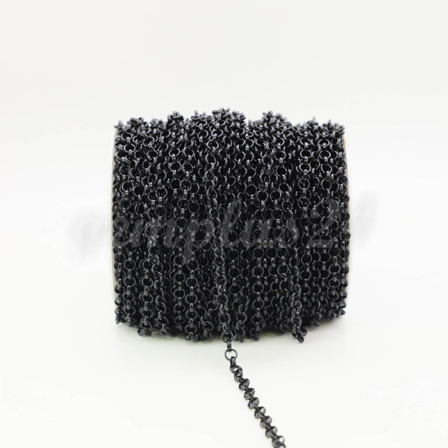 1/3/10/30/50/100 feet 6mm Bulk Rolo Large Chunky BIG Cable Fashion Chain 6.0mm - Unsoldered Links - Bracelet - Black - 60ROLO