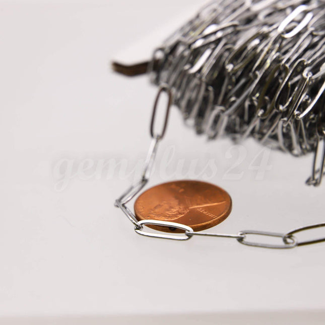 Stainless Steel RECTANGLE Fashion Flat Chunky chain, 3/10/30/50/100 feet of Surgical SOLDERED Sturdy - 3.5x11.5mm Link - STREC35115