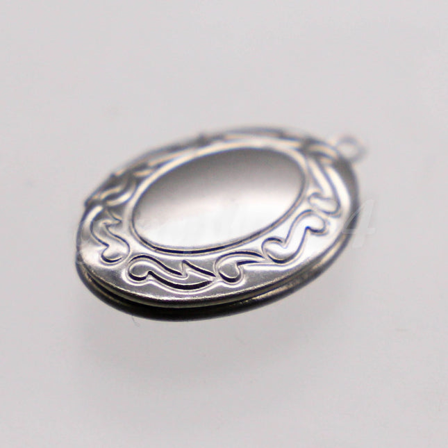 1/5/10/25 pcs STAINLESS STEEL Pattern Oval Locket Pendant Charm - 16x24mm 5mm thickness - Pendant Charm - STLB43