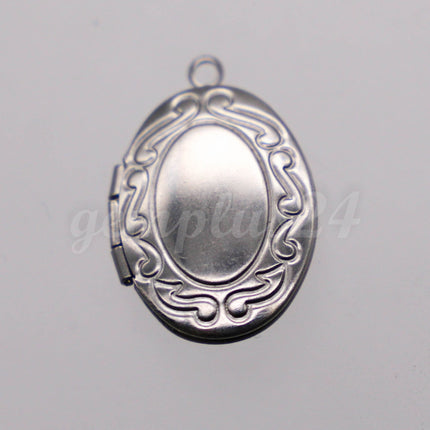 1/5/10/25 pcs STAINLESS STEEL Pattern Oval Locket Pendant Charm - 16x24mm 5mm thickness - Pendant Charm - STLB43