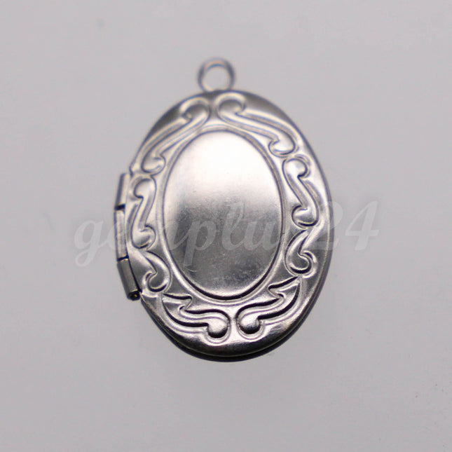 1/5/10/25 pcs STAINLESS STEEL Pattern Oval Locket Pendant Charm - 16x24mm 5mm thickness - Pendant Charm - STLB43