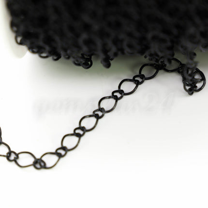 3/12/32ft Spool of Black Finished  Fashion Big Figaro Long and Short Chain - 6.5x8.4mm 4.2x4.9mm 20Gauge Wire Unsoldered Links - FIG6584