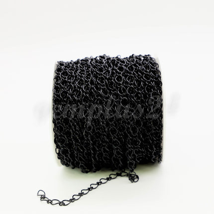 3/12/32ft Spool of Black Finished  Fashion Big Figaro Long and Short Chain - 6.5x8.4mm 4.2x4.9mm 20Gauge Wire Unsoldered Links - FIG6584