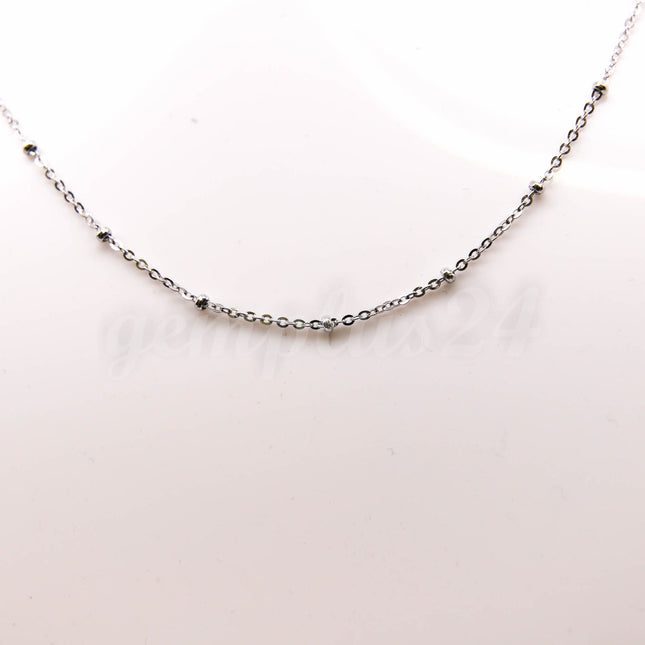 3/10/30/100/330 Feet Stainless Steel Micro Satellite Flat Chain - Ball Beaded Solder Flat Cable Chain - 2x1.4mm 2.0mm Beads Link - ST214FSAT