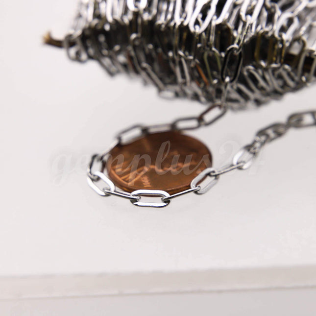 Stainless Steel RECTANGLE Fashion Flat Chunky chain, 3/10/30/50/100 feet of Surgical SOLDERED Sturdy - 3.3x7.2mm Link - STREC3372