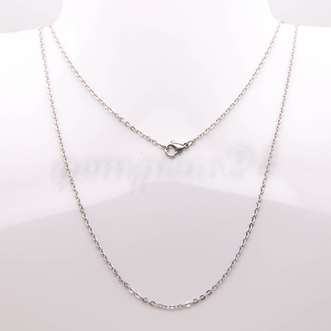 Ready to Wear Stainless Steel Flat Cable Chain Necklace - 2.9x1.7mm - 0.4mm - 16/18/20/24 inch - with High Quality Lobster Clasp - STNECT04