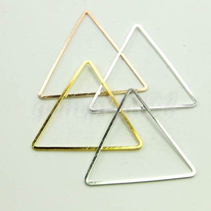 38mm Triangle - Gold/Silver/Champagne/Rhodium - 5/15/25/50/100 Pcs - Triangle Link Brass Connector Closed Loop Jump Rings - 38mm x 0.8mm