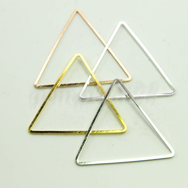 38mm Triangle - Gold/Silver/Champagne/Rhodium - 5/15/25/50/100 Pcs - Triangle Link Brass Connector Closed Loop Jump Rings - 38mm x 0.8mm