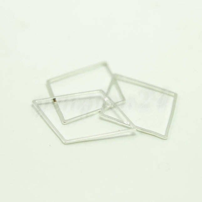 30x40mm Diamond - Gold/Silver/Champagne/Rhodium - 5/10/25/50/100 Pcs - Diamond Link Brass Connector Closed Loop Jump Rings - 30x40mm x 0.8mm