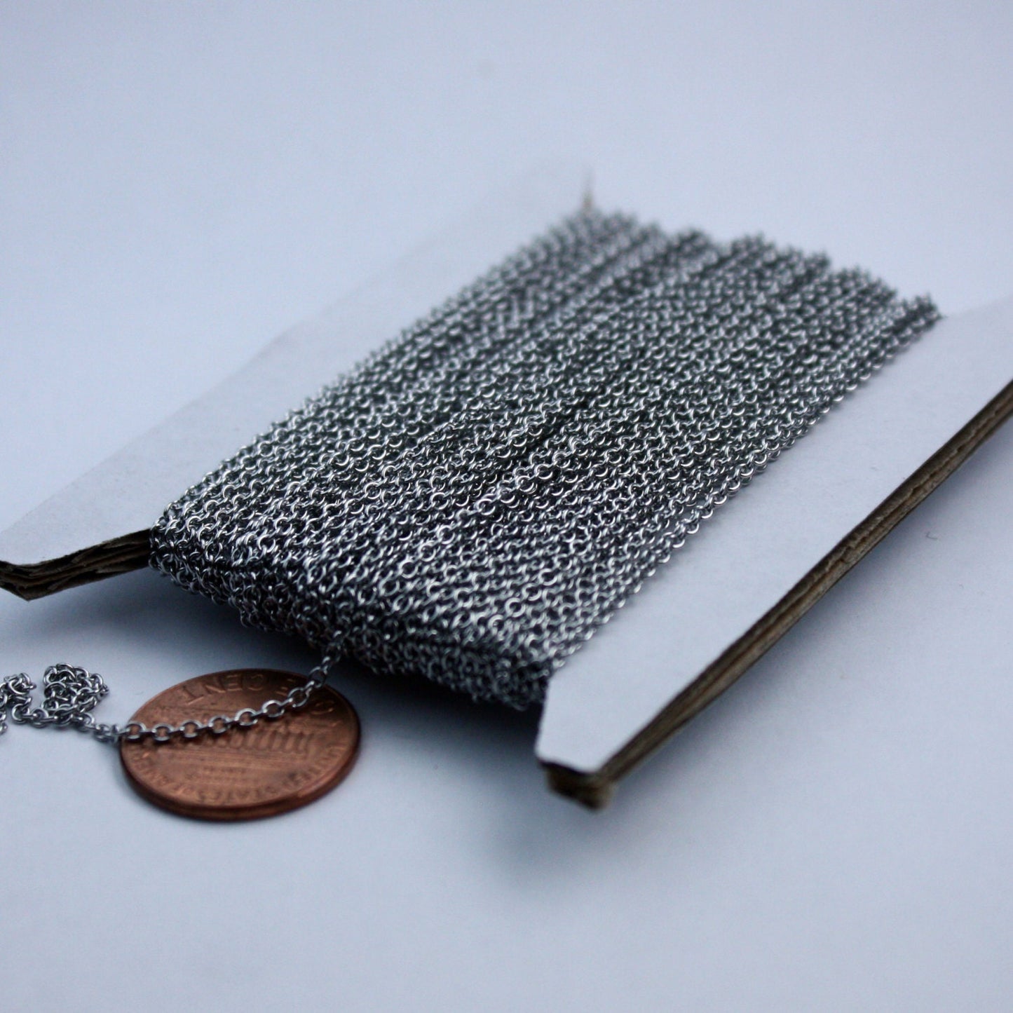 Stainless Steel chain bulk, 100 ft of Surgical Stainless Steel Small Soldered Sturdy cable chain - 1.55mm SOLDERED Link
