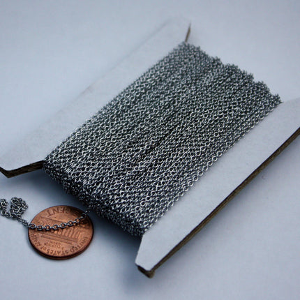 Stainless Steel chain bulk, 10 ft of Surgical Stainless Steel Small Soldered Sturdy cable chain - 1.55mm SOLDERED Link