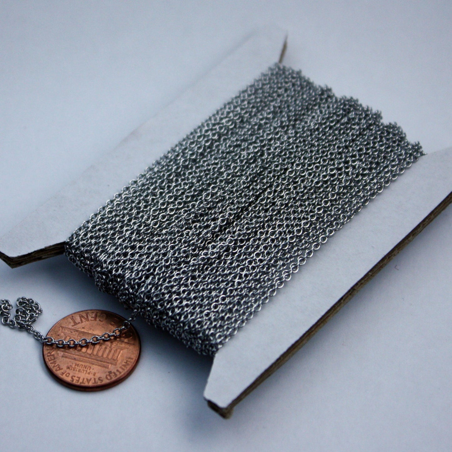 Stainless Steel chain bulk, 100 ft of Surgical Stainless Steel Small Soldered Sturdy cable chain - 1.55mm SOLDERED Link
