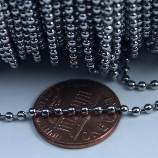 100 feet Stainless Steel BALL Chain - 2.0mm ball size with FREE 100 pcs of Connector (Insert)- STBall2.0
