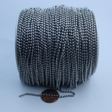 30 ft of Surgical Stainless Steel BALL chain - 2.0mm ball size with FREE 10 pcs of Connector- STBall2.0