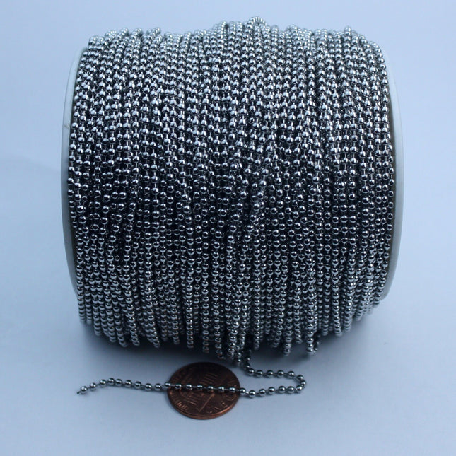 30 ft of Surgical Stainless Steel BALL chain - 2.0mm ball size with FREE 10 pcs of Connector- STBall2.0
