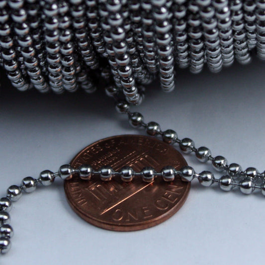 30 feet Stainless Steel BALL Chain - 2.4mm ball size with FREE 10 pcs of Connector (Insert) - STBall2.4
