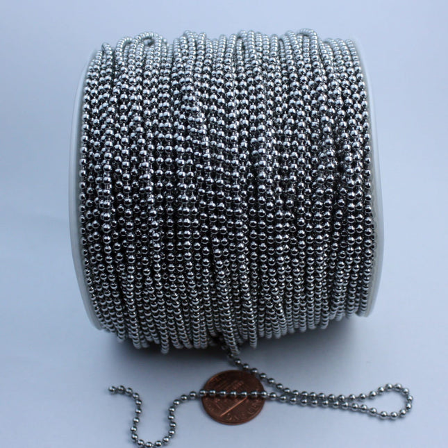 30 feet Stainless Steel BALL Chain - 2.4mm ball size with FREE 10 pcs of Connector (Insert) - STBall2.4