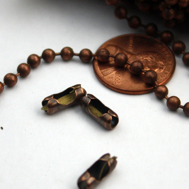 NEW New 50pcs of Antique Copper finished BIG ball chain connector for 3.2mm - Insert Type - 32BALL