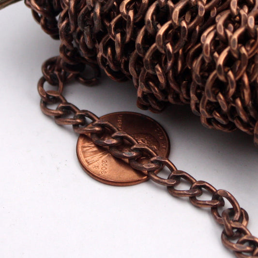 1/5/10/30/50 feet  Vintage Big Chunky Curb Chain - 5.5x8.0mm Unsoldered Link - Antique Copper - 5580CA