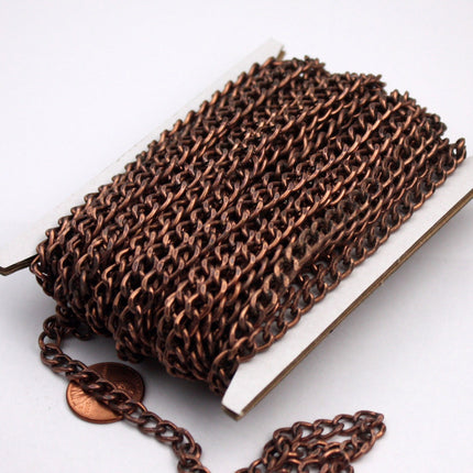 1/5/10/30/50 feet  Vintage Big Chunky Curb Chain - 5.5x8.0mm Unsoldered Link - Antique Copper - 5580CA
