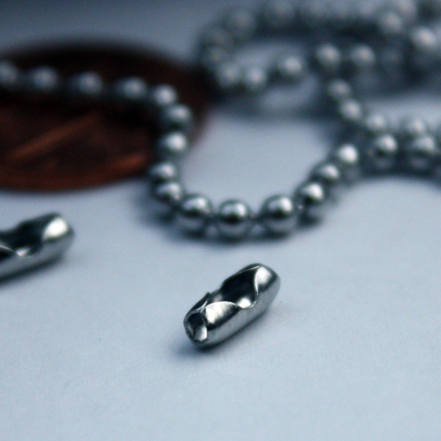 Stainless Steel chain bulk, 50pcs of STAINLESS Antique Silver Ball Chain Connectors Clasps - for 2.0mm ball chain - Insert Type