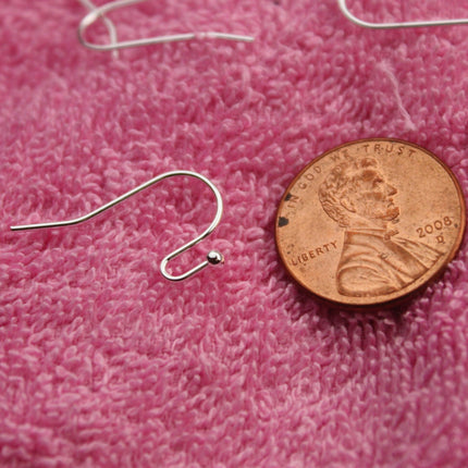 50(25pr) Ball End Earring Ear Wire - Sterling Silver Plated on Solid Brass Ear Wires, French hook style, ball end - ERBall