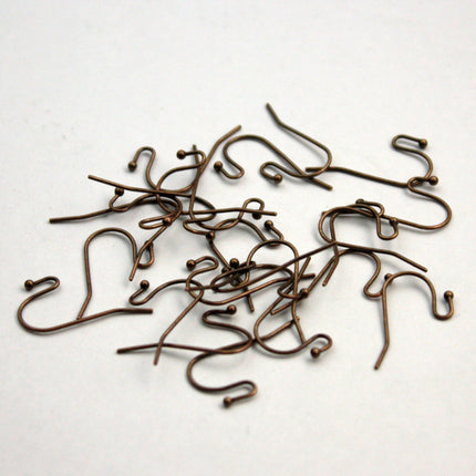 50(25pr) Ball End Earring Ear Wire - Antique Brass Plated on Solid Brass Ear Wires, French hook style, ball end - ERBall