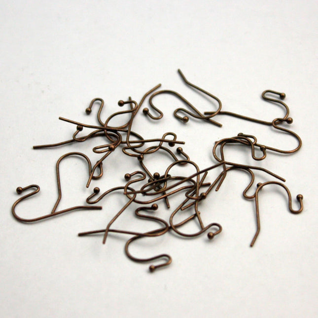 wholesale 200 pcs - 100 pair Ball End Earring Ear Wire - Antique Brass Plated on Solid Brass Ear Wires, French hook style - ERBall