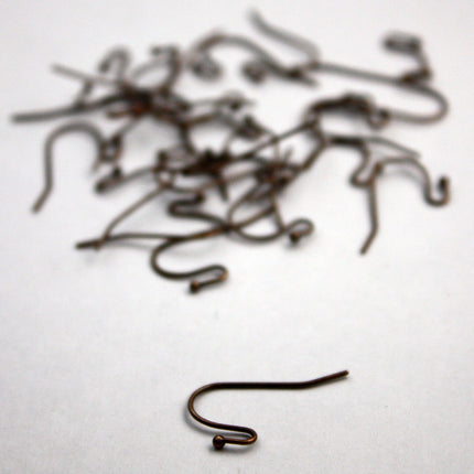 50 pcs - 25 pair  of Antique Copper ear wires, French hook style, ball end