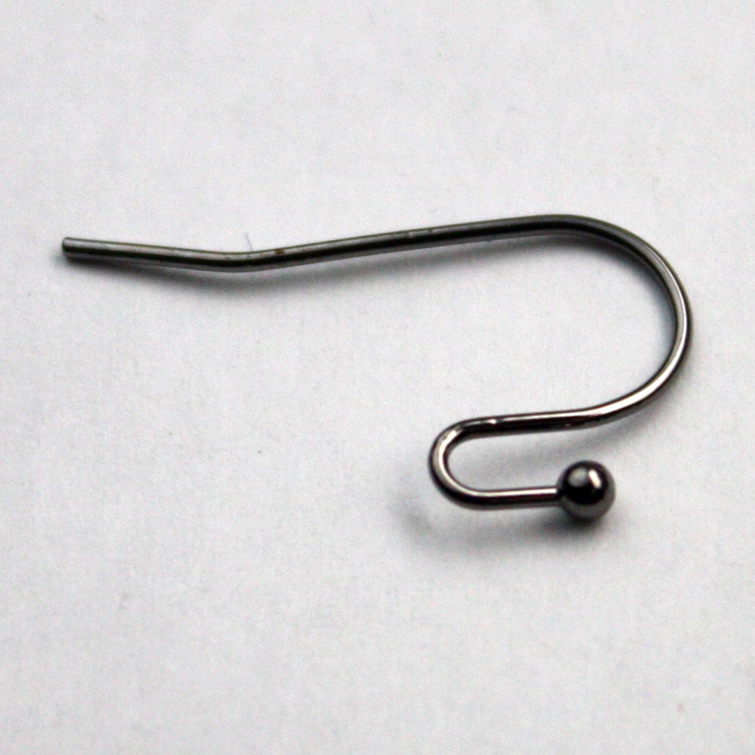 50(25pr) Ball End Earring Ear Wire - Gunmetal Plated on Solid Brass Ear Wires, French hook style, ball end - ERBall