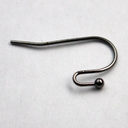 wholesale 200 pcs - 100 pair Ball End Earring Ear Wire - Gunmetal Plated on Solid Brass Ear Wires, French hook style - ERBall