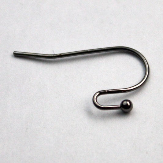 wholesale 200 pcs - 100 pair Ball End Earring Ear Wire - Gunmetal Plated on Solid Brass Ear Wires, French hook style - ERBall