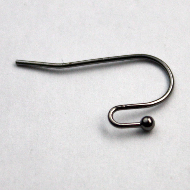 wholesale 200 pcs - 100 pair Ball End Earring Ear Wire - Gunmetal Plated on Solid Brass Ear Wires, French hook style - ERBall